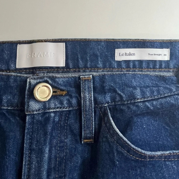 FRAME Le Italian True Straight Jean in Vintage Blue - Picture 10 of 13